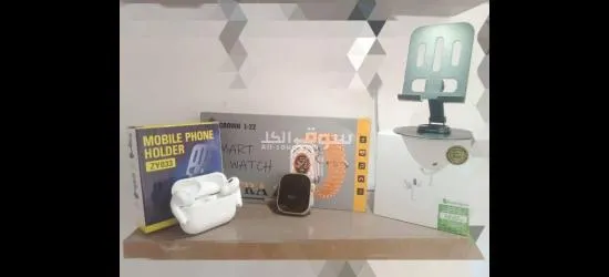 ساعة ذكية مع سماعة ايفون كفالة سنة مع ستاند معدن - 4