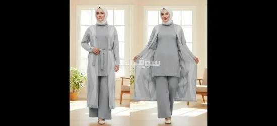 🤭طقم تريكو ٣ قطع خيط اجنبي🤭🩵 مكفول🩵‏ *🩵مكفولللللللل* طول ١٣٠ سم. فري 🩵بلبس ل ٤٤🩵